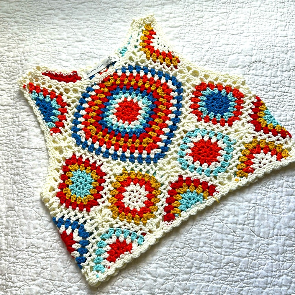 Crocheted sweater top Altered State XS